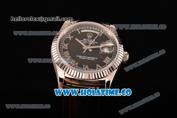 Rolex Day-Date Asia 2813/Swiss ETA 2836/Clone Rolex 3135 Automatic Steel Case with Roman Numeral Markers and Black Dial (BP) - Click Image to Close